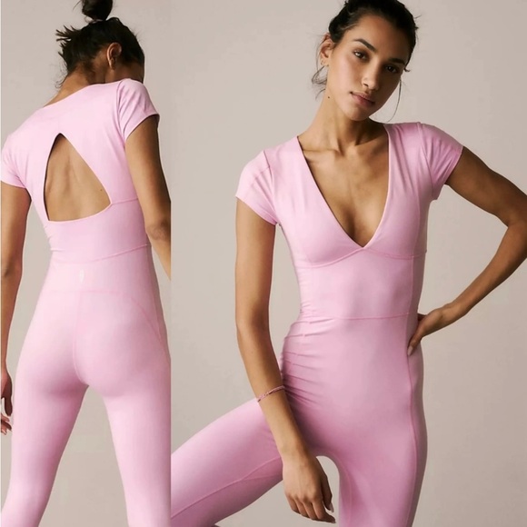 NWT Free People Movement New Wave Onesie Jumpsuit in pink. Size Large - Picture 1 of 6